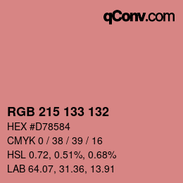 カラーコード: RGB 215 133 132 | qconv.com