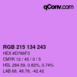 Color code: RGB 215 134 243 | qconv.com