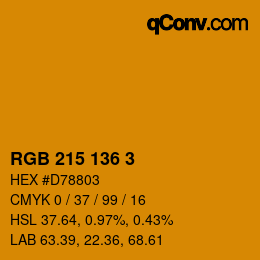 Color code: RGB 215 136 3 | qconv.com