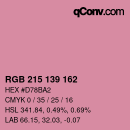 カラーコード: RGB 215 139 162 | qconv.com