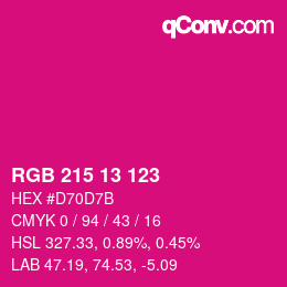 Color code: RGB 215 13 123 | qconv.com