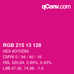 カラーコード: RGB 215 13 128 | qconv.com