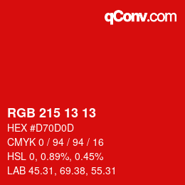 Color code: RGB 215 13 13 | qconv.com