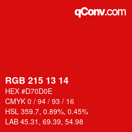 Color code: RGB 215 13 14 | qconv.com