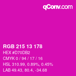 Color code: RGB 215 13 178 | qconv.com