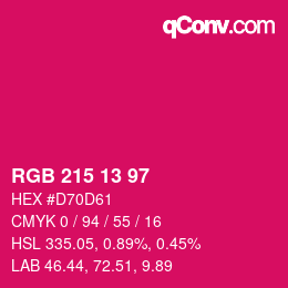 Color code: RGB 215 13 97 | qconv.com