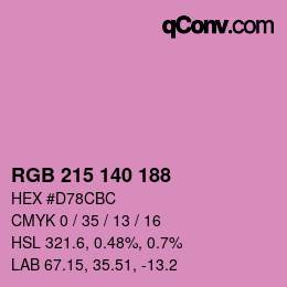 カラーコード: RGB 215 140 188 | qconv.com