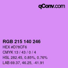 Color code: RGB 215 140 246 | qconv.com