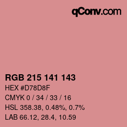 カラーコード: RGB 215 141 143 | qconv.com