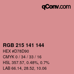 カラーコード: RGB 215 141 144 | qconv.com