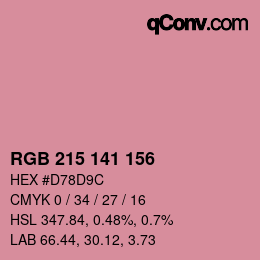 カラーコード: RGB 215 141 156 | qconv.com