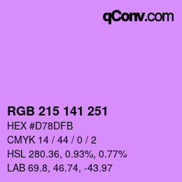 Color code: RGB 215 141 251 | qconv.com