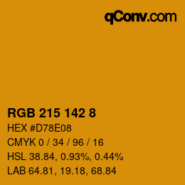 カラーコード: RGB 215 142 8 | qconv.com