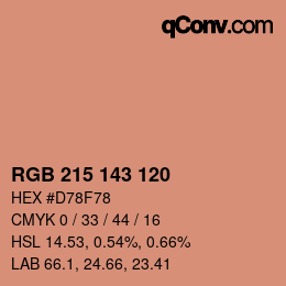 カラーコード: RGB 215 143 120 | qconv.com