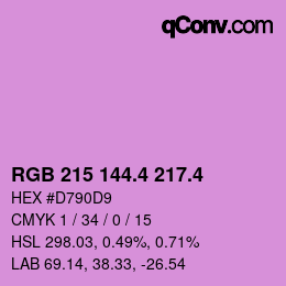 カラーコード: RGB 215 144.4 217.4 | qconv.com
