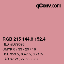 カラーコード: RGB 215 144.8 152.4 | qconv.com