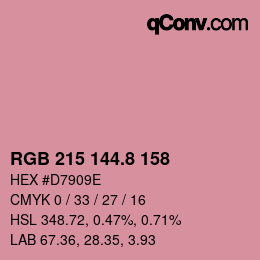 カラーコード: RGB 215 144.8 158 | qconv.com