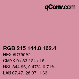 カラーコード: RGB 215 144.8 162.4 | qconv.com