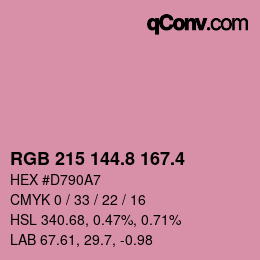 カラーコード: RGB 215 144.8 167.4 | qconv.com