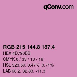 カラーコード: RGB 215 144.8 187.4 | qconv.com