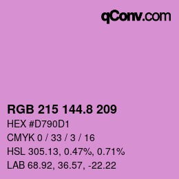 カラーコード: RGB 215 144.8 209 | qconv.com