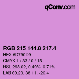 カラーコード: RGB 215 144.8 217.4 | qconv.com