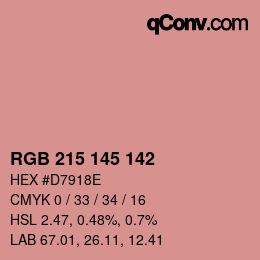 Color code: RGB 215 145 142 | qconv.com