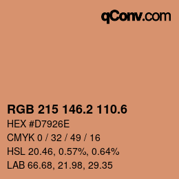 カラーコード: RGB 215 146.2 110.6 | qconv.com