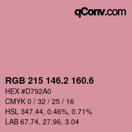 カラーコード: RGB 215 146.2 160.6 | qconv.com