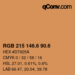 カラーコード: RGB 215 146.6 90.6 | qconv.com