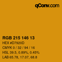 カラーコード: RGB 215 146 13 | qconv.com