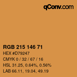 颜色代码: RGB 215 146 71 | qconv.com