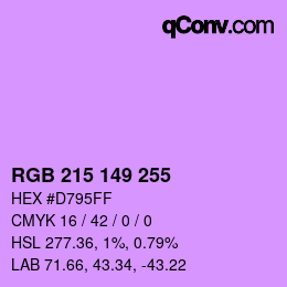 カラーコード: RGB 215 149 255 | qconv.com