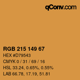 颜色代码: RGB 215 149 67 | qconv.com