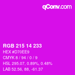 Color code: RGB 215 14 233 | qconv.com