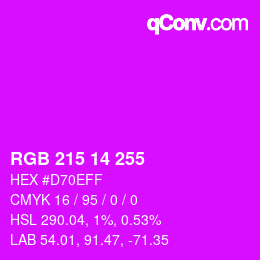 Color code: RGB 215 14 255 | qconv.com