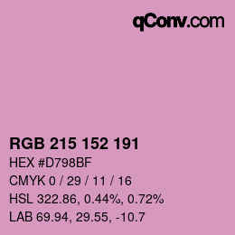 カラーコード: RGB 215 152 191 | qconv.com