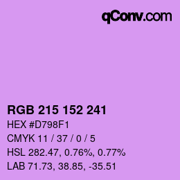 カラーコード: RGB 215 152 241 | qconv.com