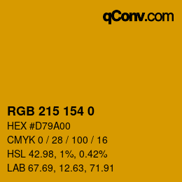 颜色代码: RGB 215 154 0 | qconv.com