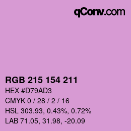 カラーコード: RGB 215 154 211 | qconv.com