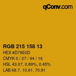 カラーコード: RGB 215 158 13 | qconv.com