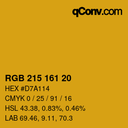 Color code: RGB 215 161 20 | qconv.com