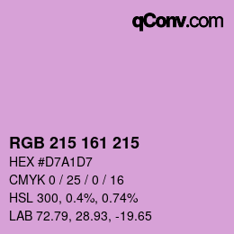 カラーコード: RGB 215 161 215 | qconv.com