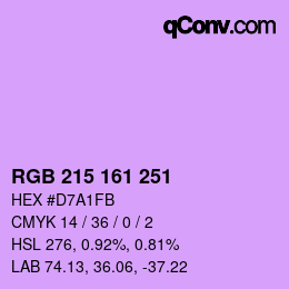カラーコード: RGB 215 161 251 | qconv.com