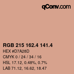カラーコード: RGB 215 162.4 141.4 | qconv.com
