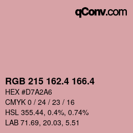 カラーコード: RGB 215 162.4 166.4 | qconv.com