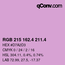 カラーコード: RGB 215 162.4 211.4 | qconv.com