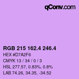 カラーコード: RGB 215 162.4 246.4 | qconv.com
