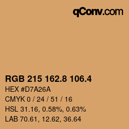カラーコード: RGB 215 162.8 106.4 | qconv.com