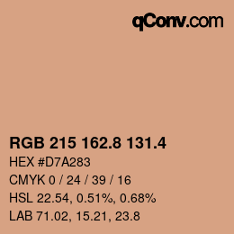 カラーコード: RGB 215 162.8 131.4 | qconv.com